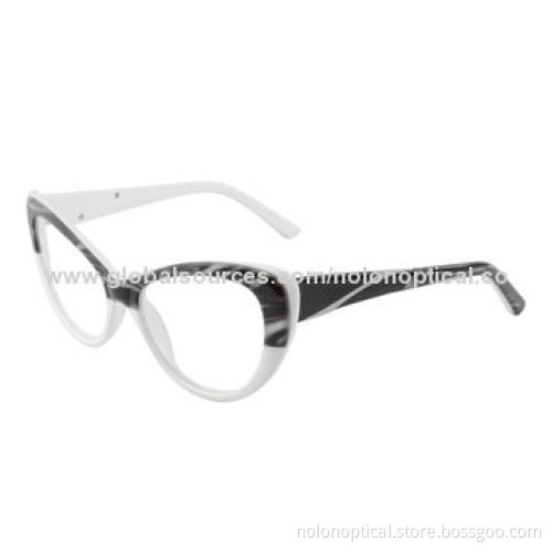Black/White Stripe Cat Eye Optical Frame